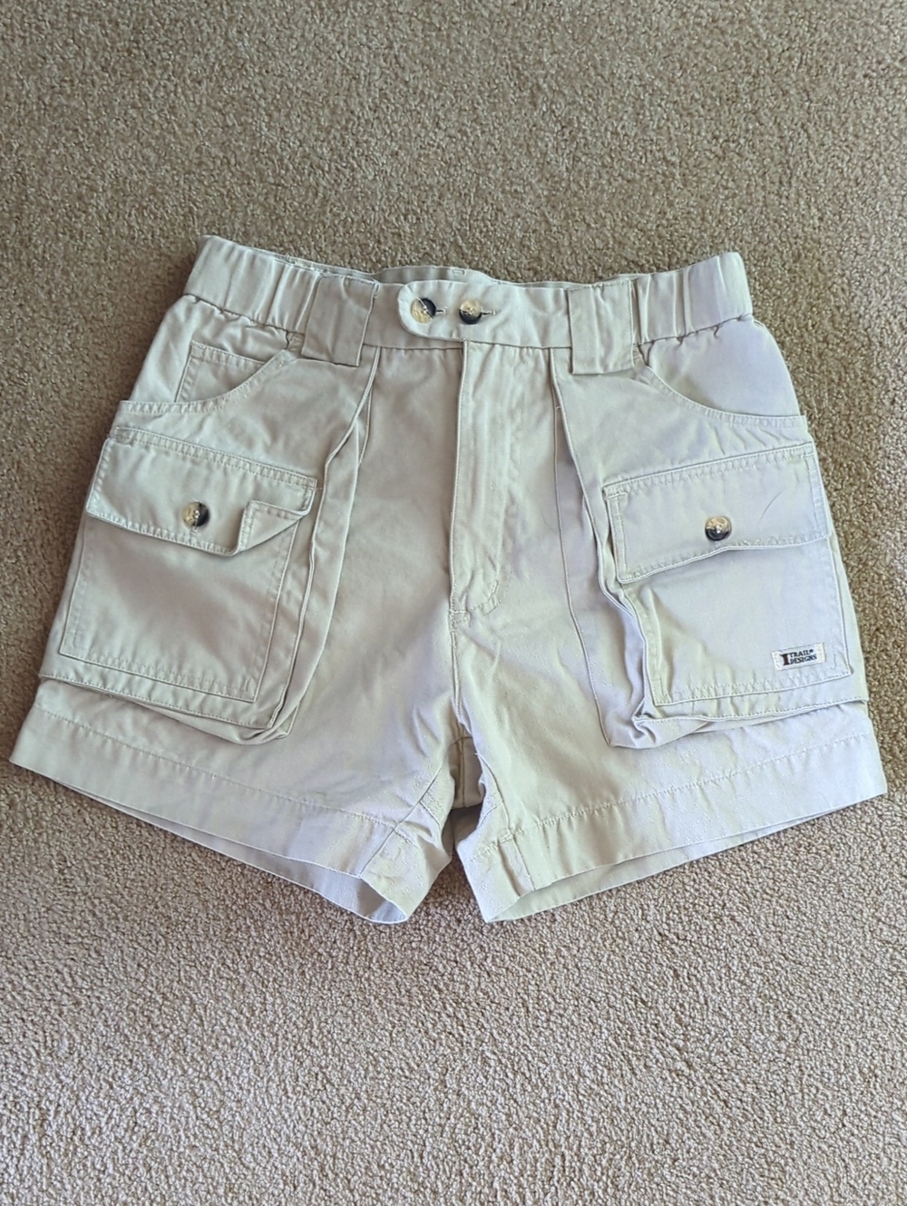NWOT High-Waist Utility Cargo Shorts in off-white- Trail Designs